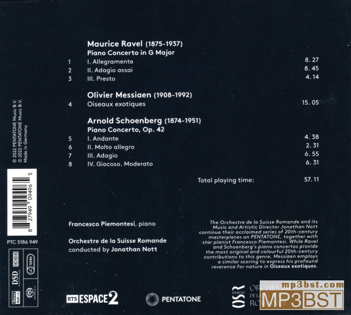 弗朗西斯科·皮蒙特西,乔纳森·诺特,瑞士罗曼德管弦乐团《Messiaen, Ravel & Schoenberg》2022[SACD-ISO/320K-mp3]